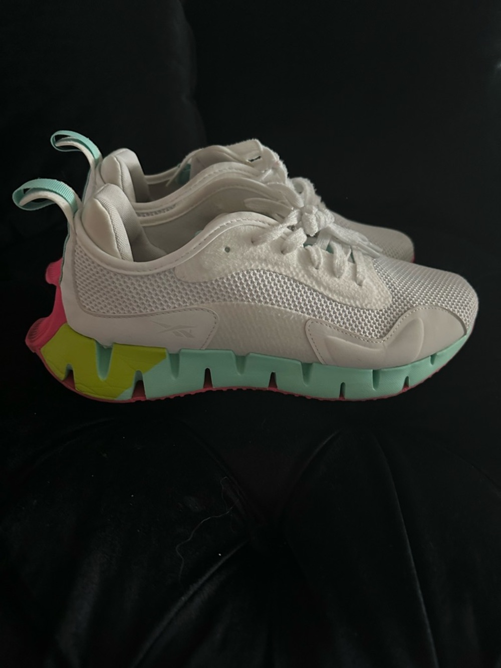 Reebok White Sneakers with Mint, Pink & Yellow Accents